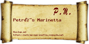Petrás Marinetta névjegykártya